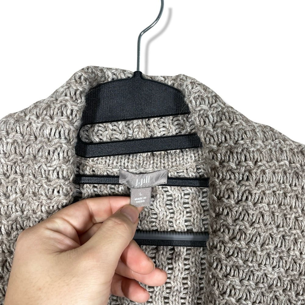 J Jill Women Sweater Knit Cardigan Womens L Brown Shawl Collar Buttons Fall Girl - Picture 2 of 8